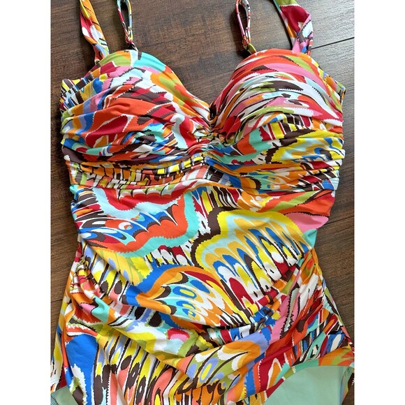Bleu by Rod Beattie Women's Break The Mold Shirred One-Piece Swimsuit Multi 12 - Picture 5 of 9